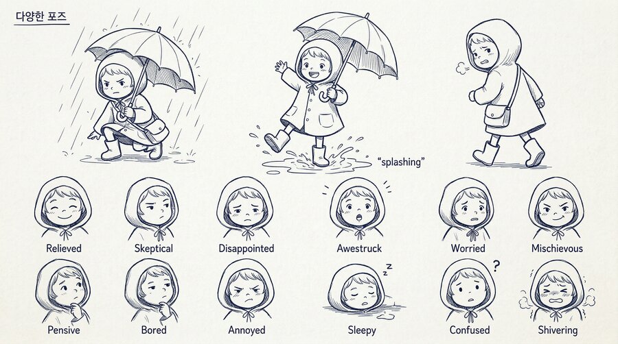 롬핑엔젤 표정과 포즈